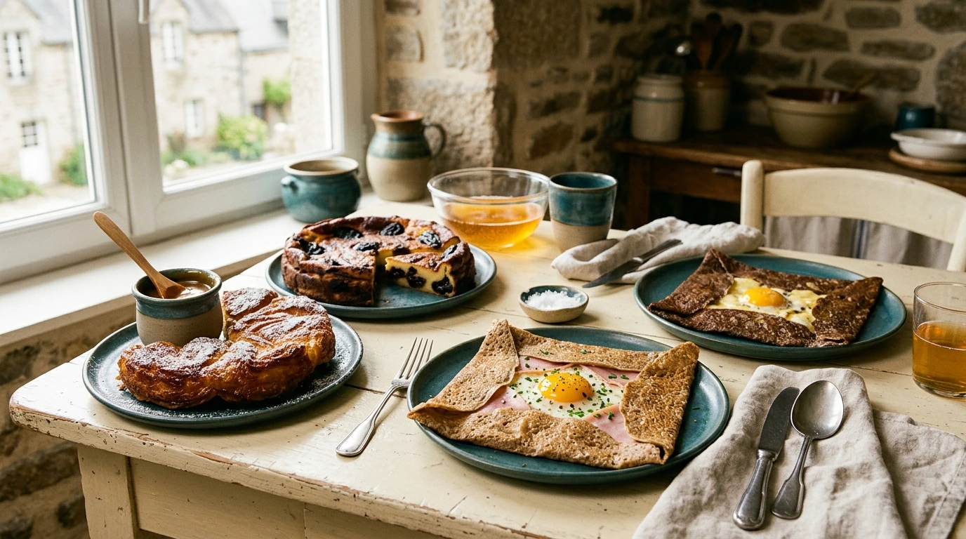 Assortiment de spécialités bretonnes sur une table