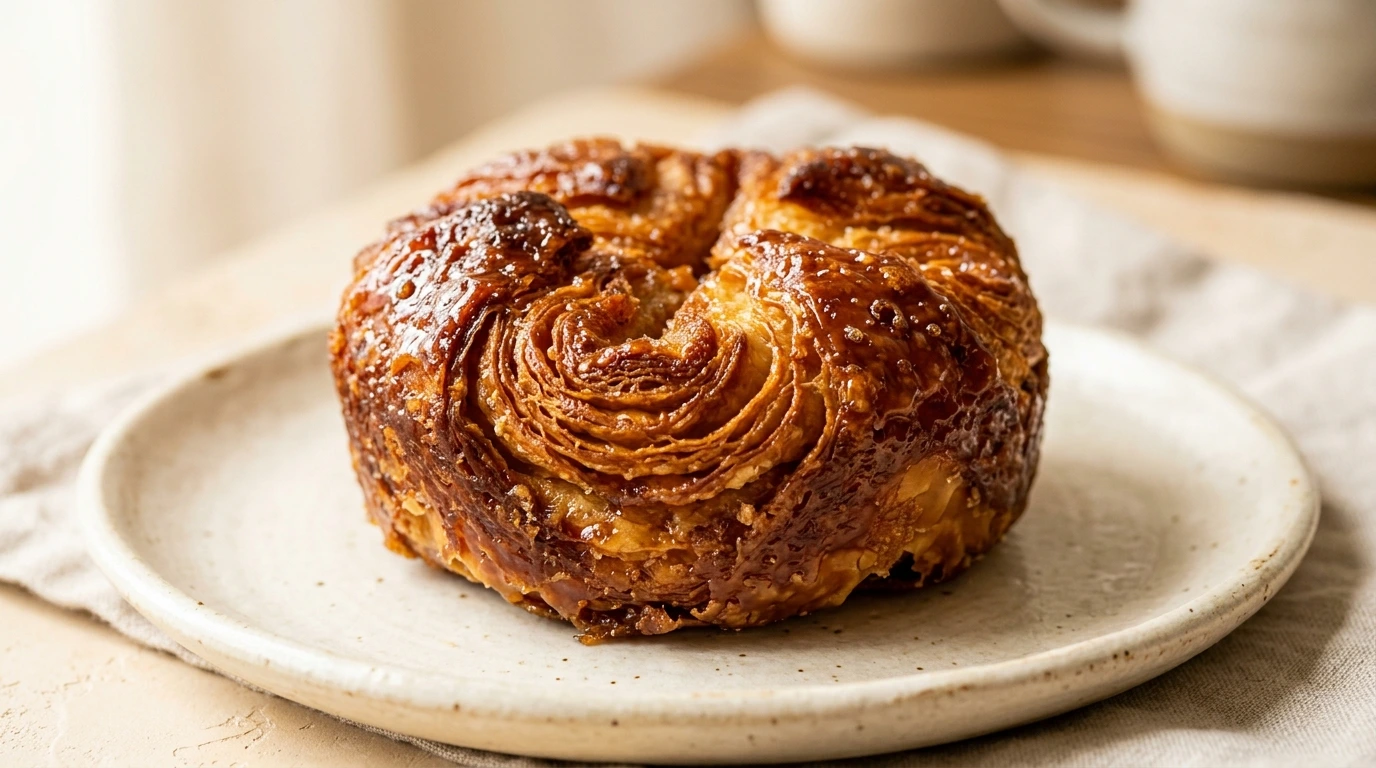 Kouign-amann caramélisé, gros plan