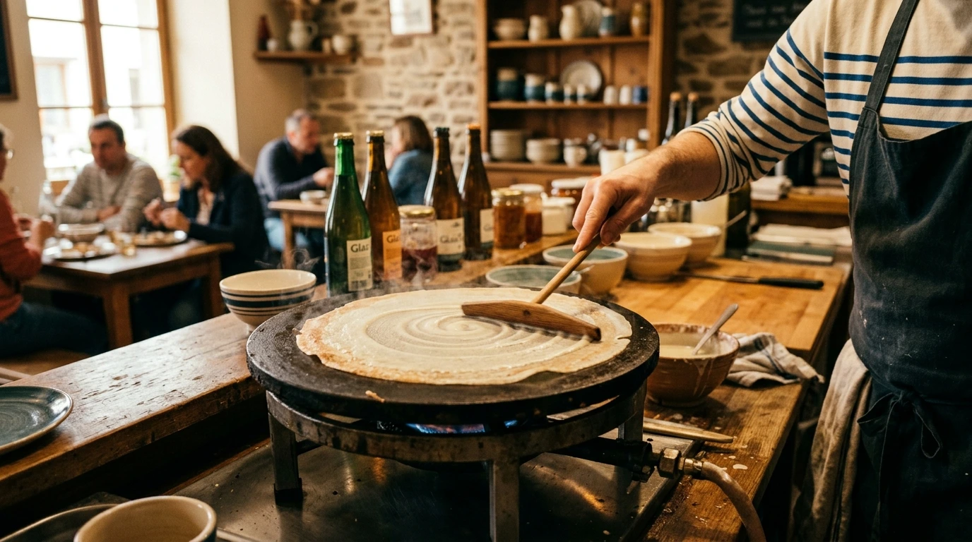 Crêpe cuite sur un billig breton