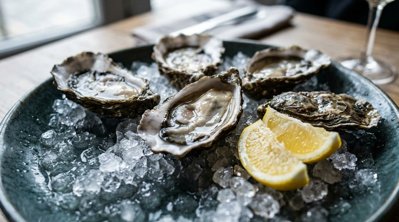 Huîtres de Bretagne ouvertes au citron