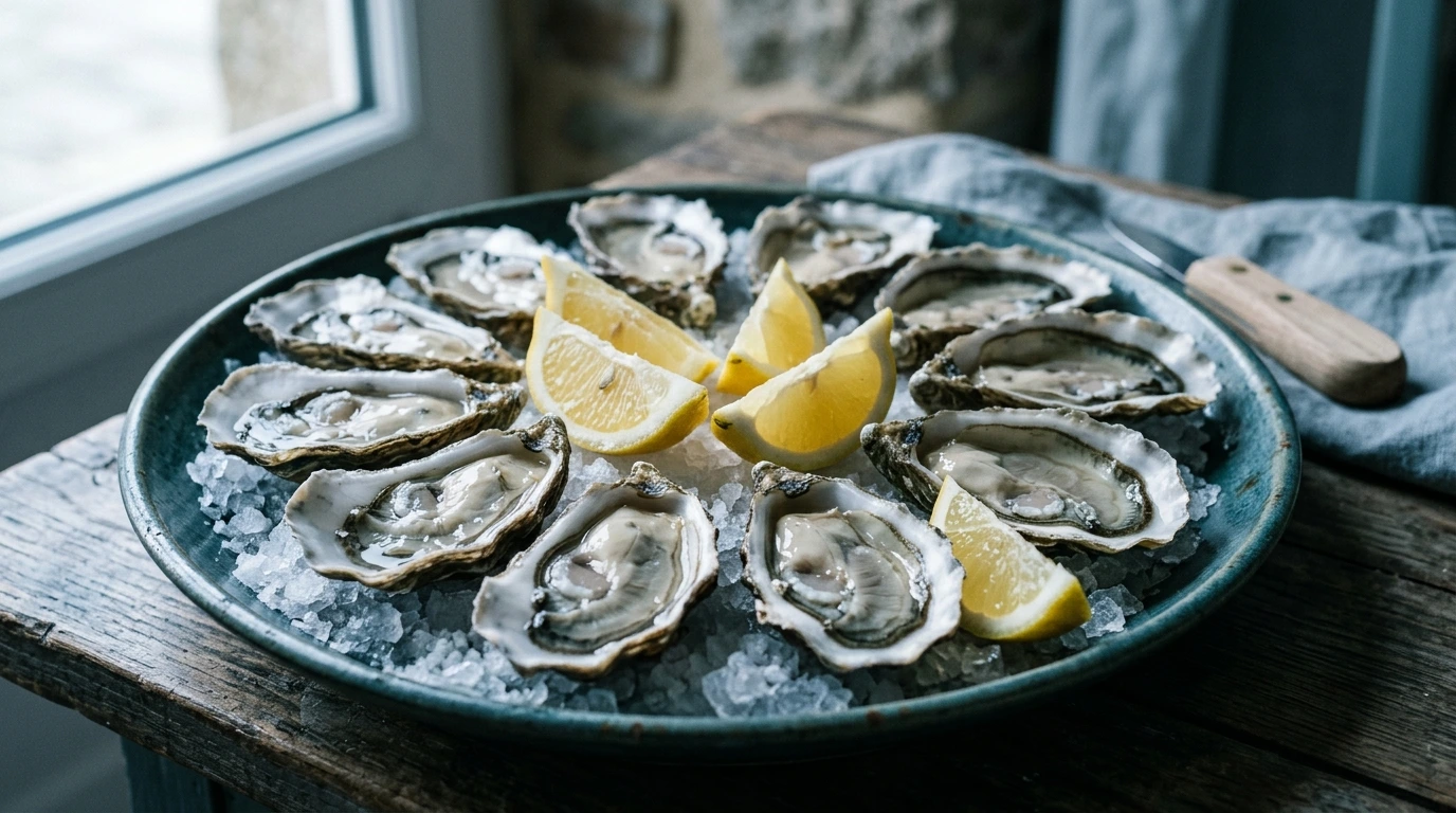 Huîtres fraîches au citron