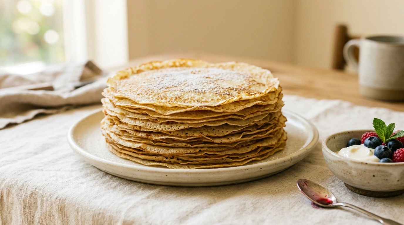 Pile de crêpes fraîches