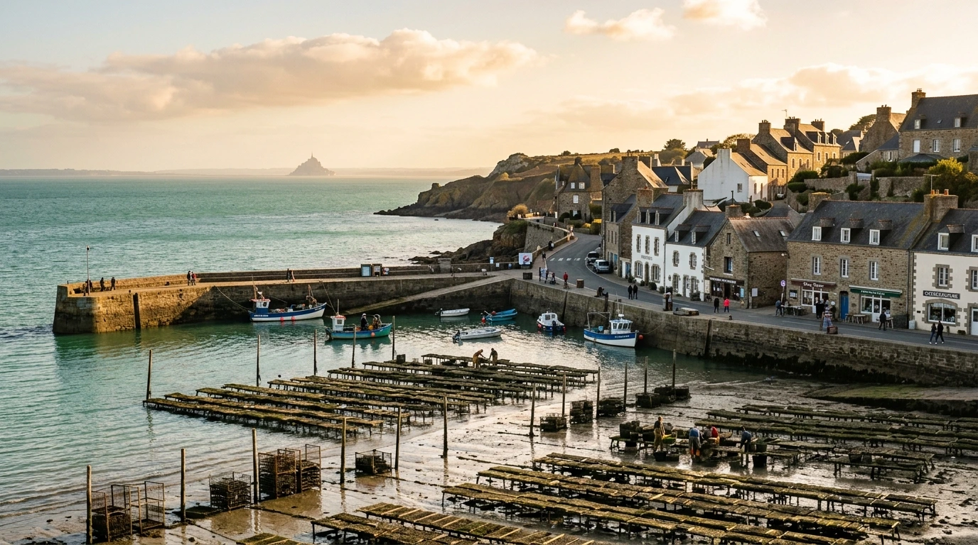Vue sur le village côtier de Cancale