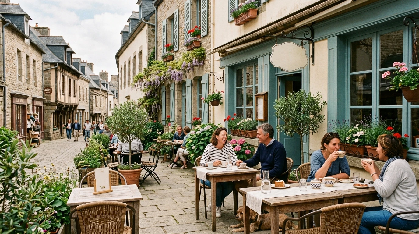 Terrasse de café en Bretagne