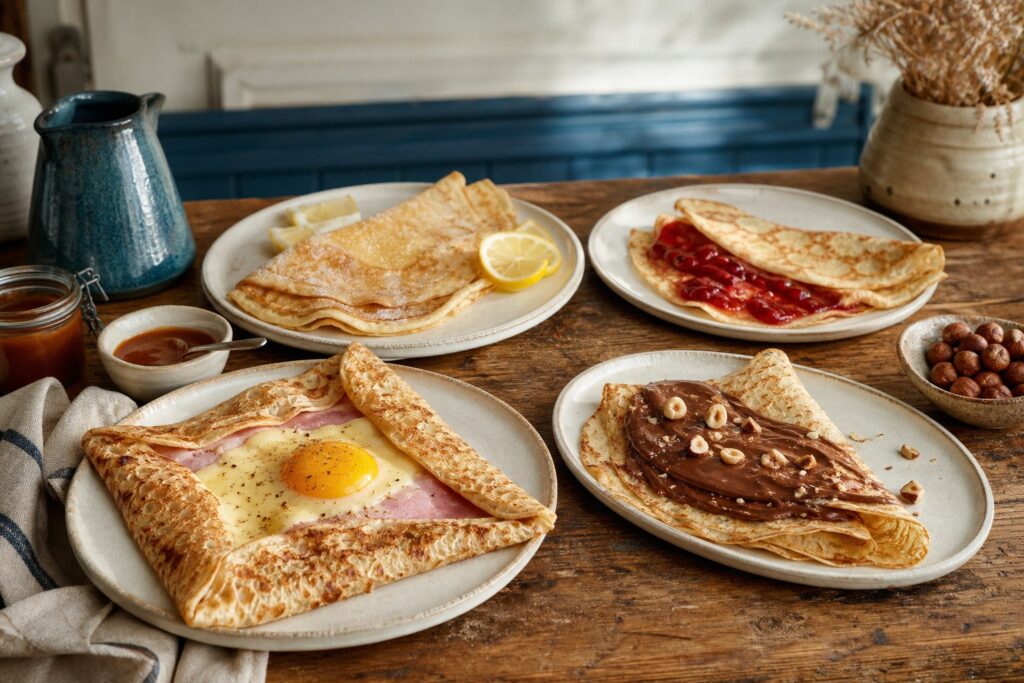 Délicieux garnitures de crêpes : 20 idées sucrées et salées traditionnel breton, photographie culinaire