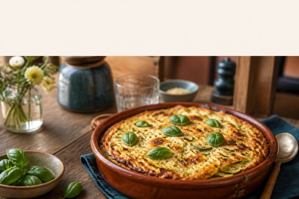 Gratin de ravioles aux courgettes gratiné au parmesan doré