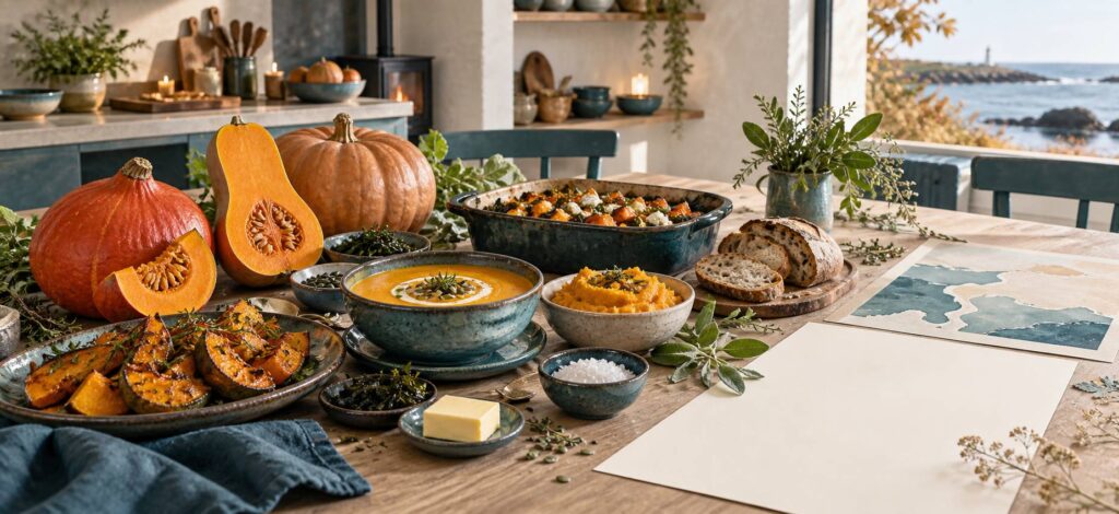 Illustration éditoriale du sujet : Découvrez nos savoureuses recettes à base de courge