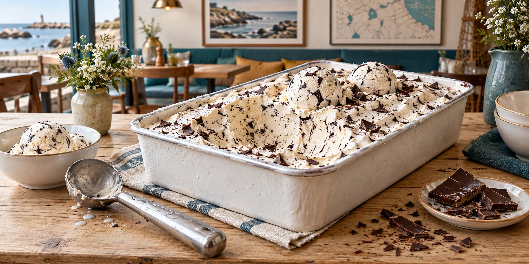 Illustration éditoriale du sujet : Délice glacé : laissez-vous séduire par la stracciatella, la glace italienne irrésistible