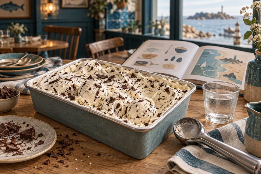 Illustration éditoriale du sujet : Délice glacé : laissez-vous séduire par la stracciatella, la glace italienne irrésistible
