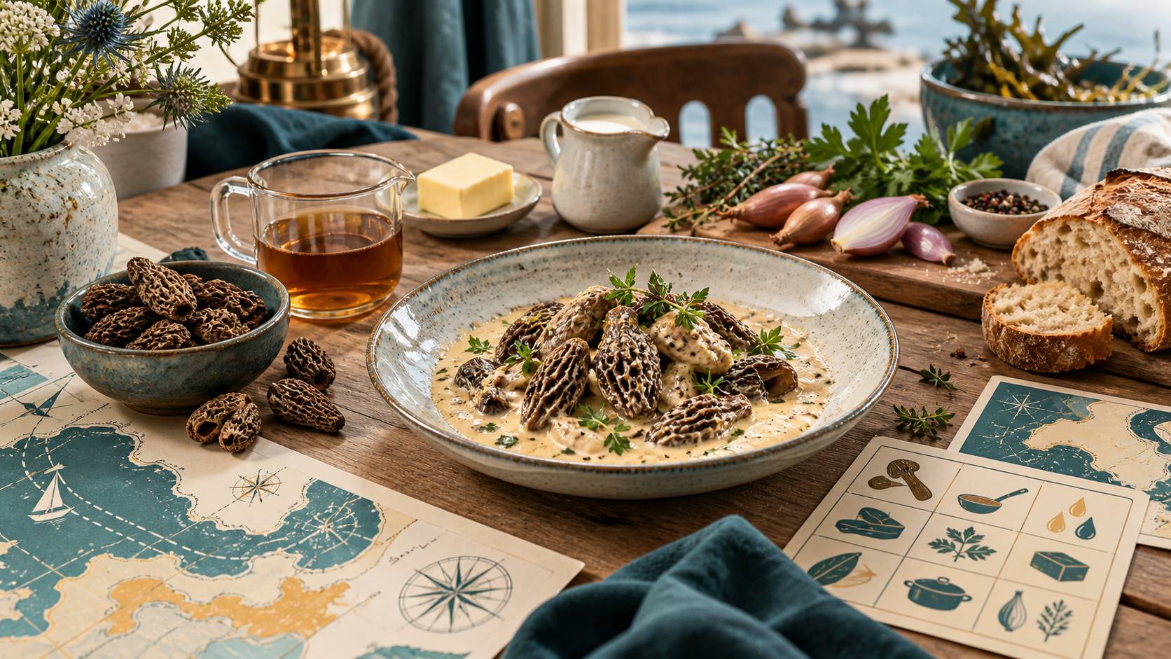 Illustration éditoriale du sujet : Délices gourmands : Découvrez nos recettes savoureuses à base de morilles
