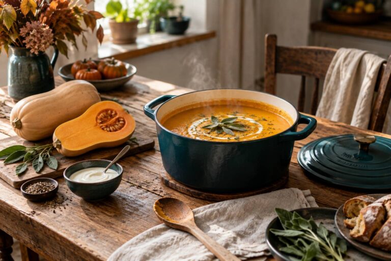 Délice d&rsquo;automne : Soupe veloutée à la courge butternut